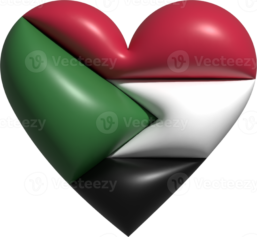 Sudan flag heart 3D. png