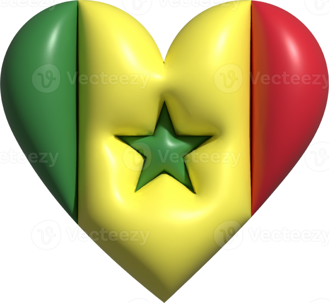 Senegal bandeira coração 3d. png