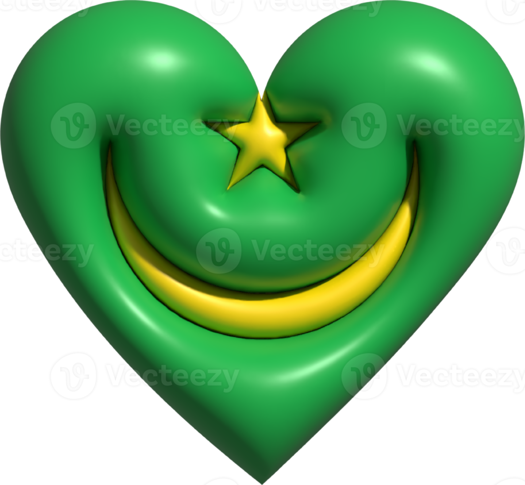 Mauritania flag heart 3D. png