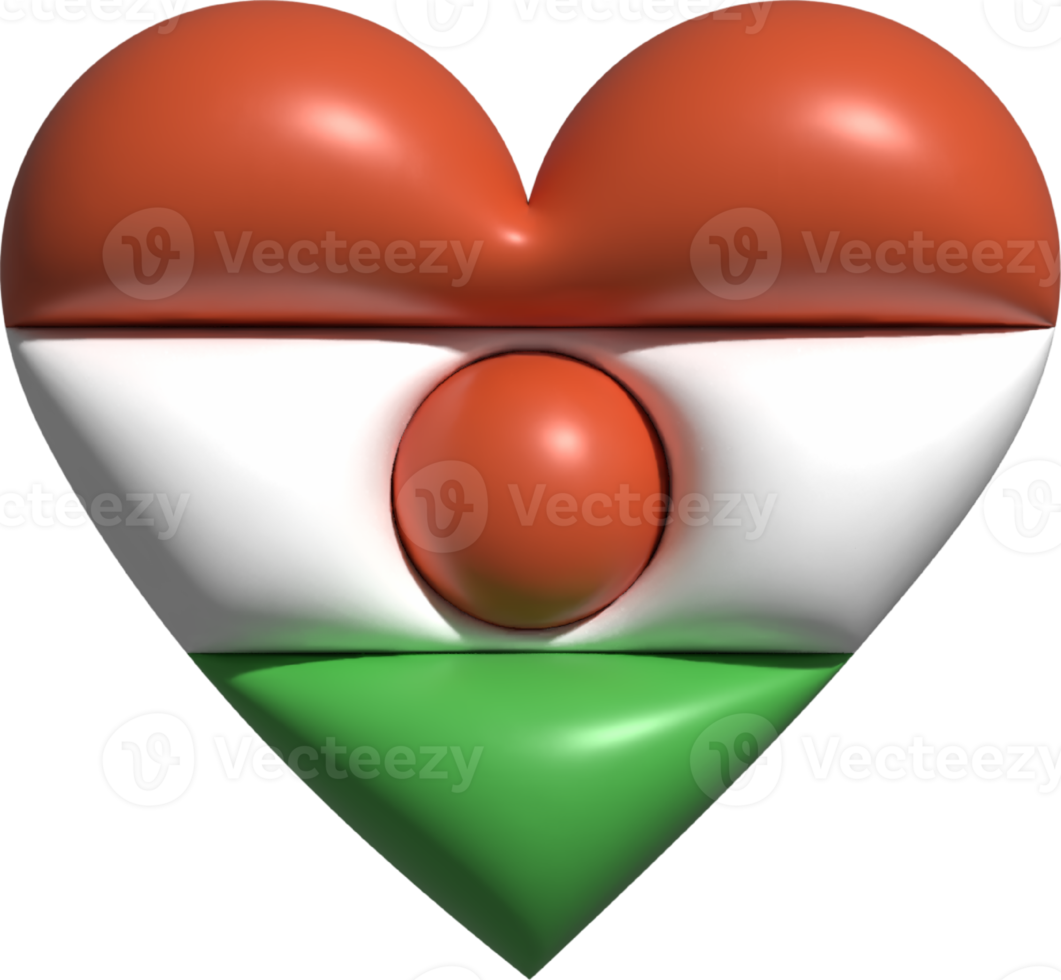 Niger flag heart 3D. png