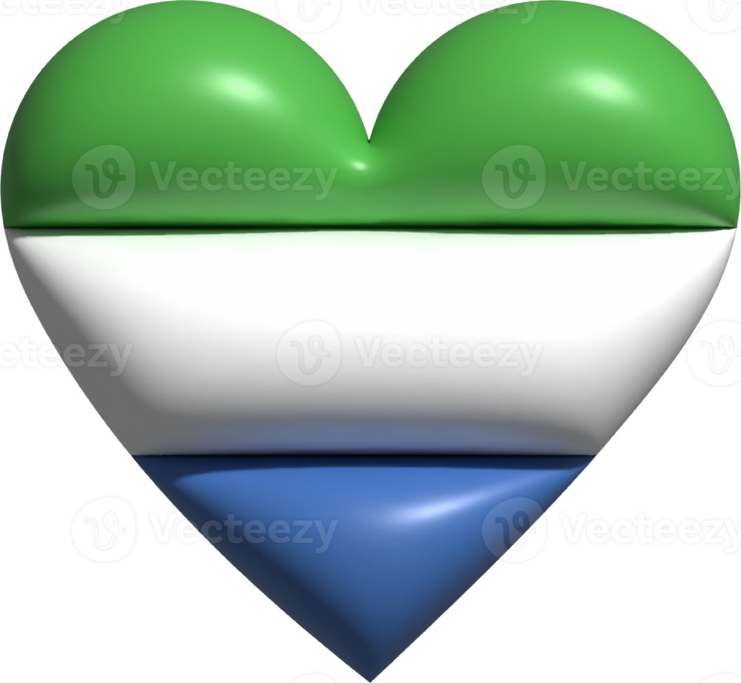 Sierra Leone flag heart 3D. png