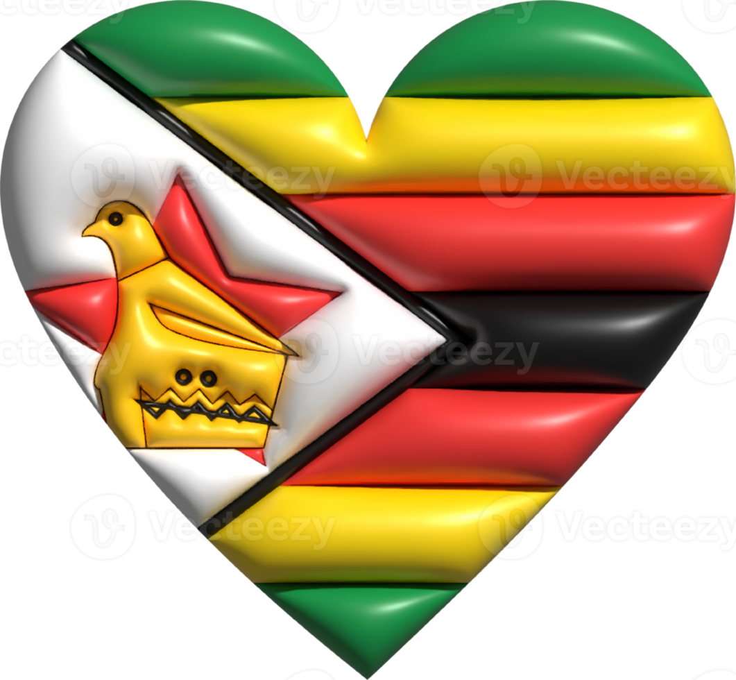 Zimbabwe flag heart 3D. png