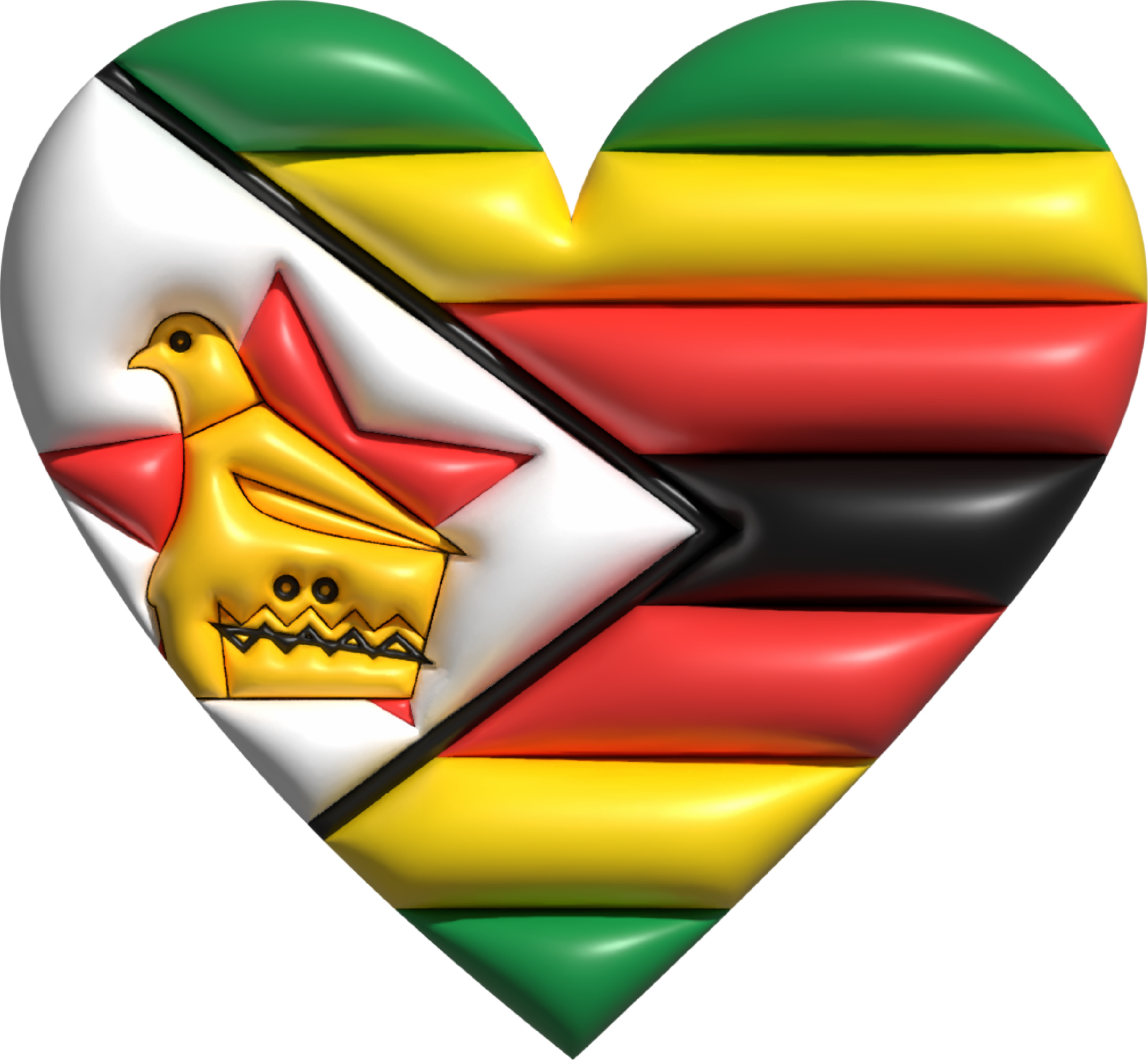Zimbabwe flag heart 3D. 22121060 PNG