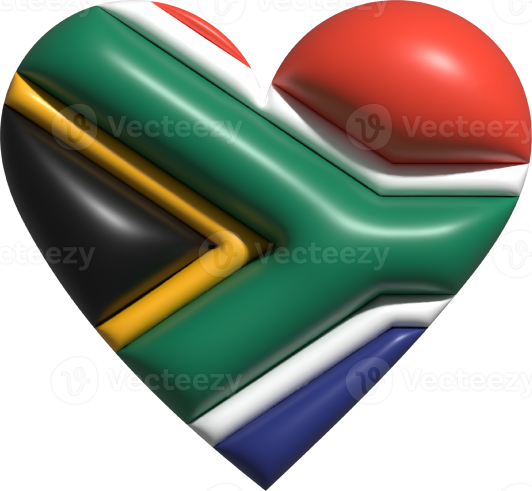 South Africa flag heart 3D. png