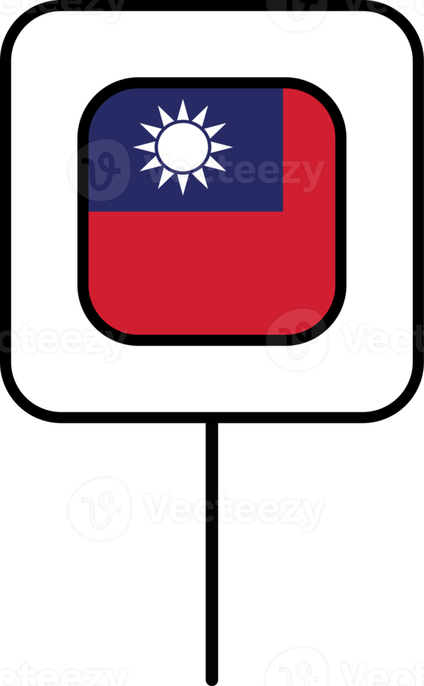 Taiwan flag square pin icon. png