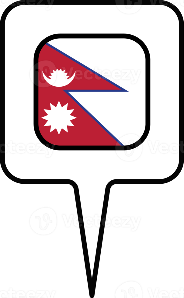 Nepal flag Map pointer icon, square design. png