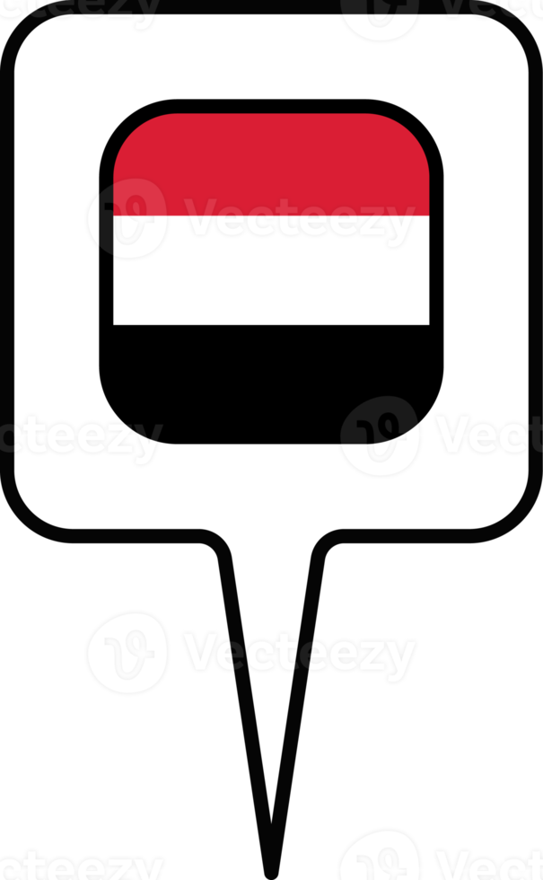 Yemen flag Map pointer icon, square design. png