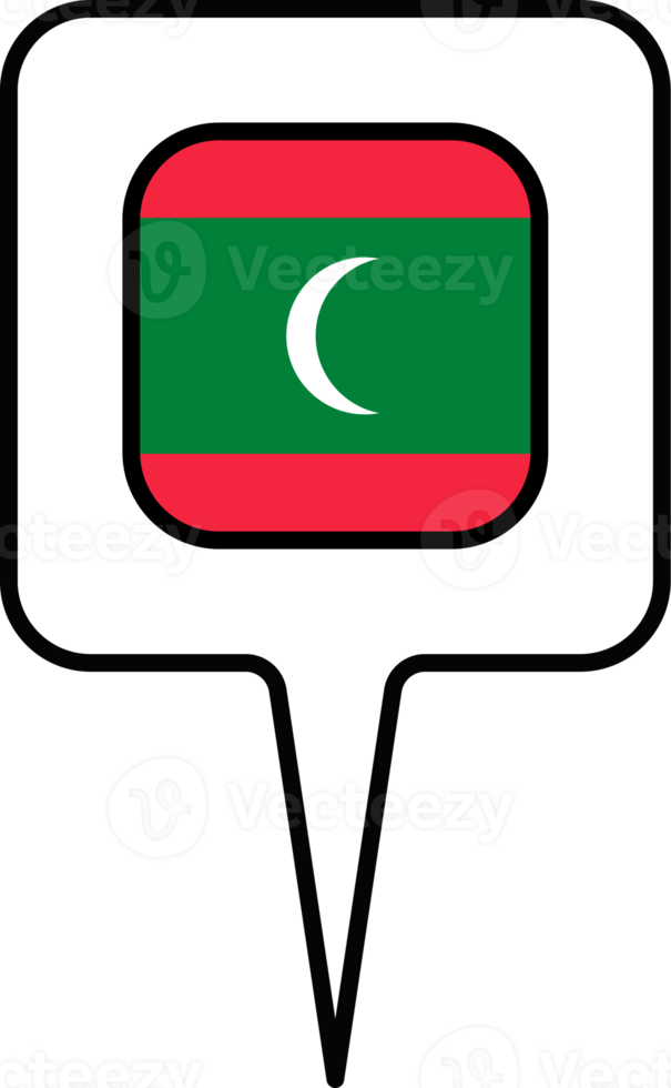 Maldives flag Map pointer icon, square design. png