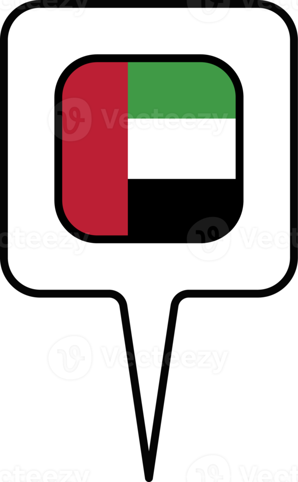 United Arab Emirates flag Map pointer icon, square design. png