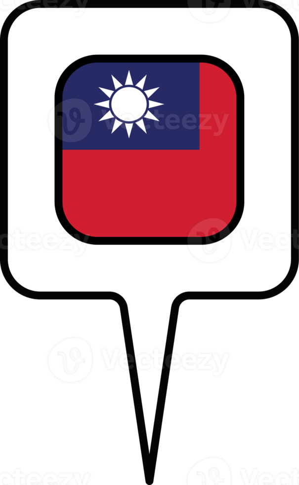 Taiwan flag Map pointer icon, square design. png