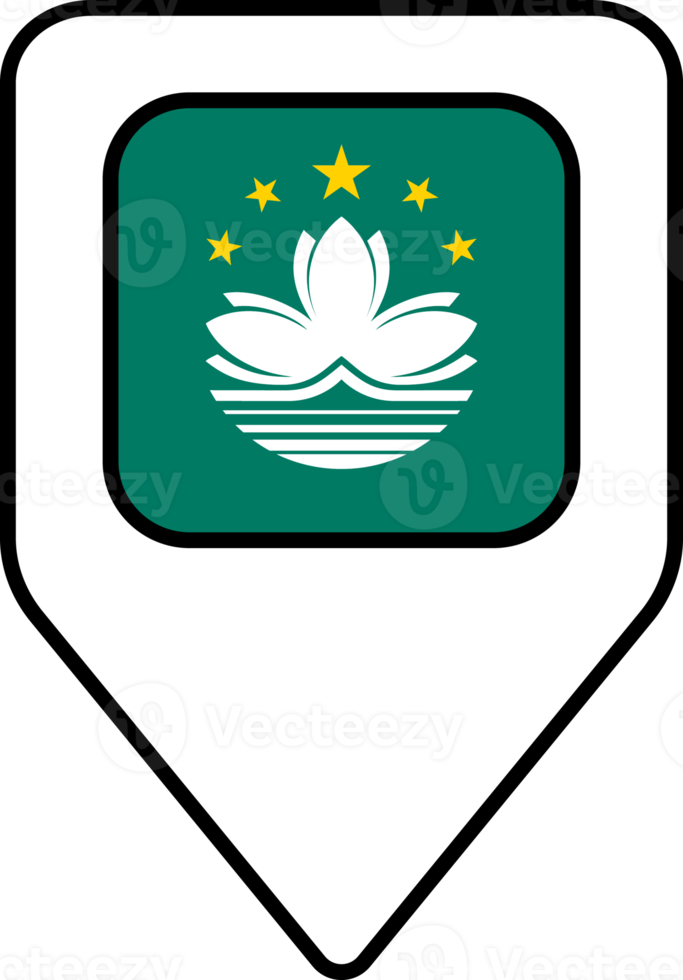 Macau flag map pin navigation icon, square design. png