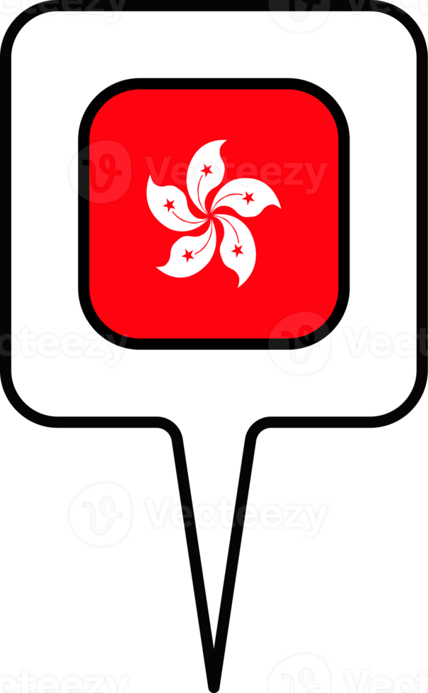 Hong Kong flag Map pointer icon, square design. png