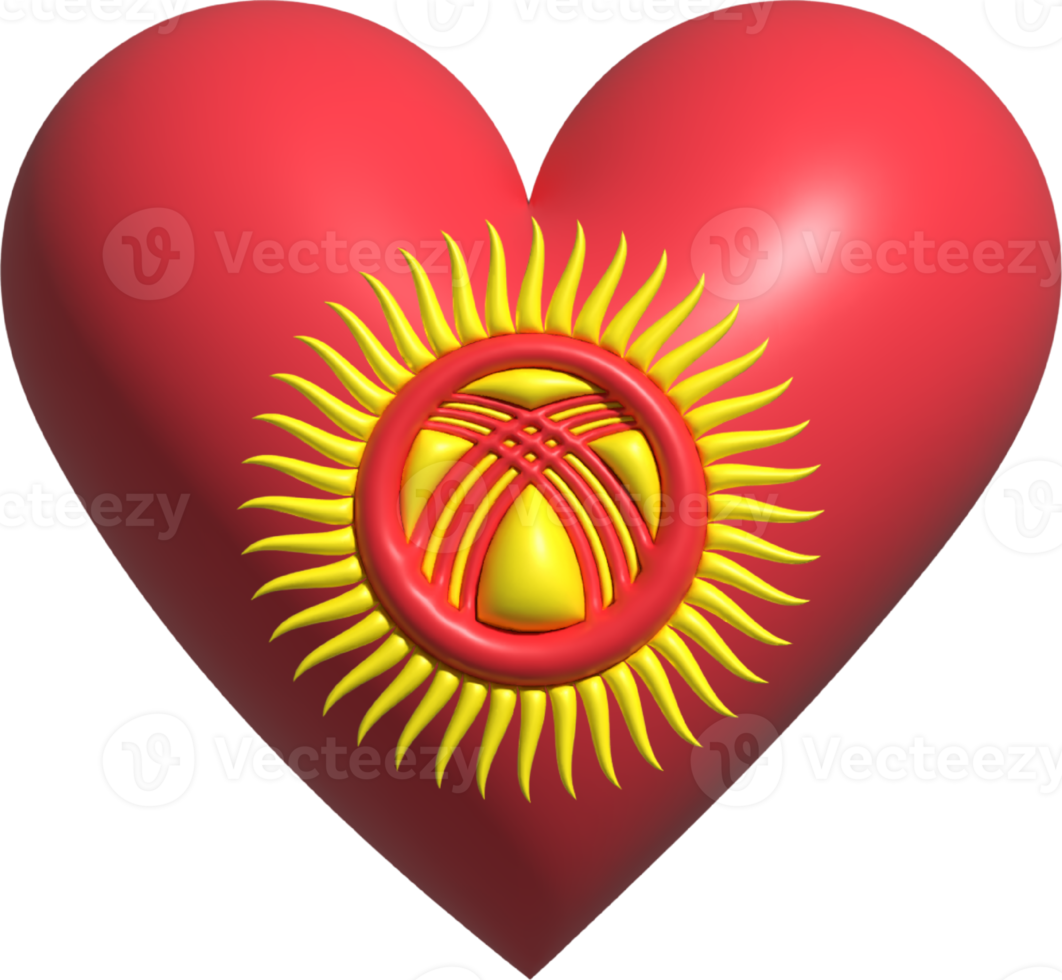 Kyrgyzstan flag heart 3D. png