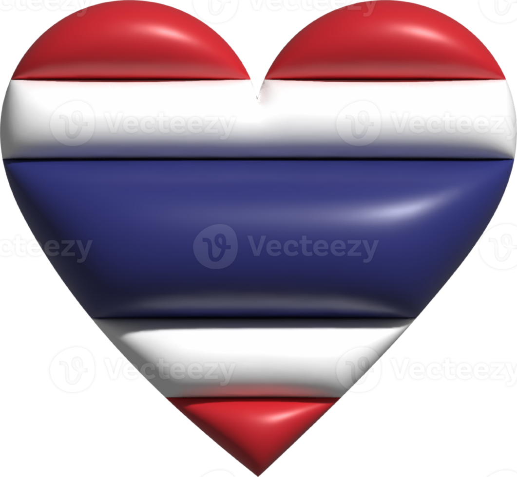 Thailand flag heart 3D. png