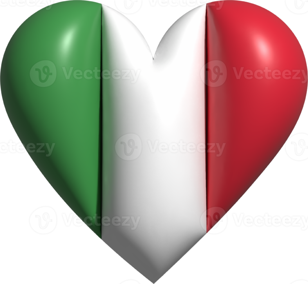 Italy flag heart 3D. png