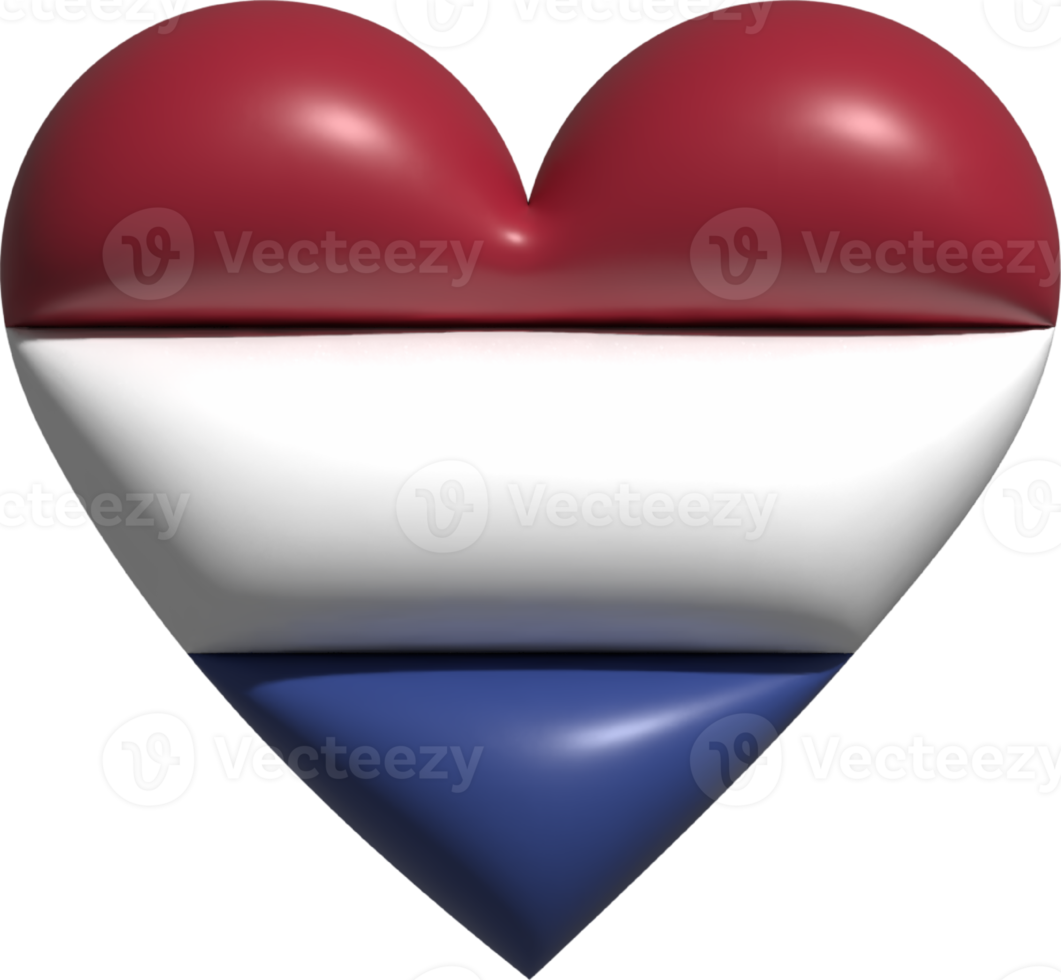 Netherlands flag heart 3D. png