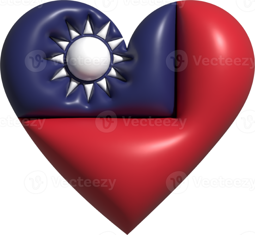 Taiwan bandiera cuore 3d. png