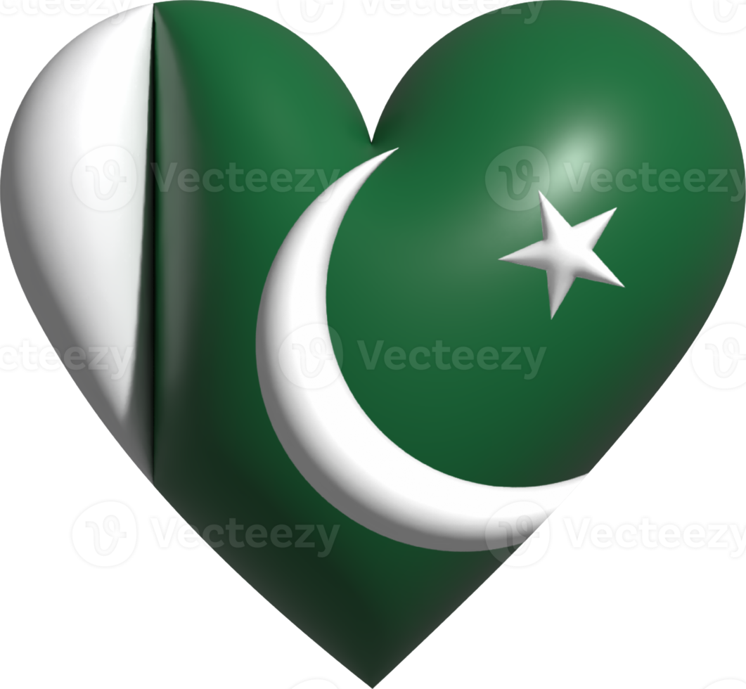 pakistan flagga hjärta 3d. png