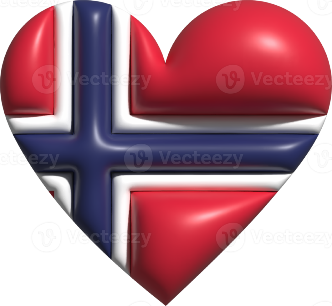 Norway flag heart 3D. png