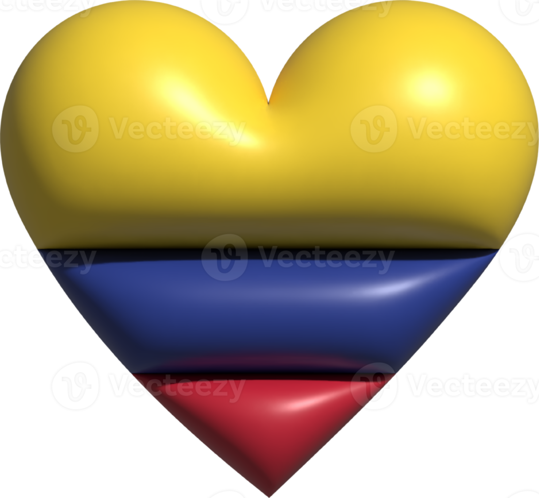 Colombia flag heart 3D. png