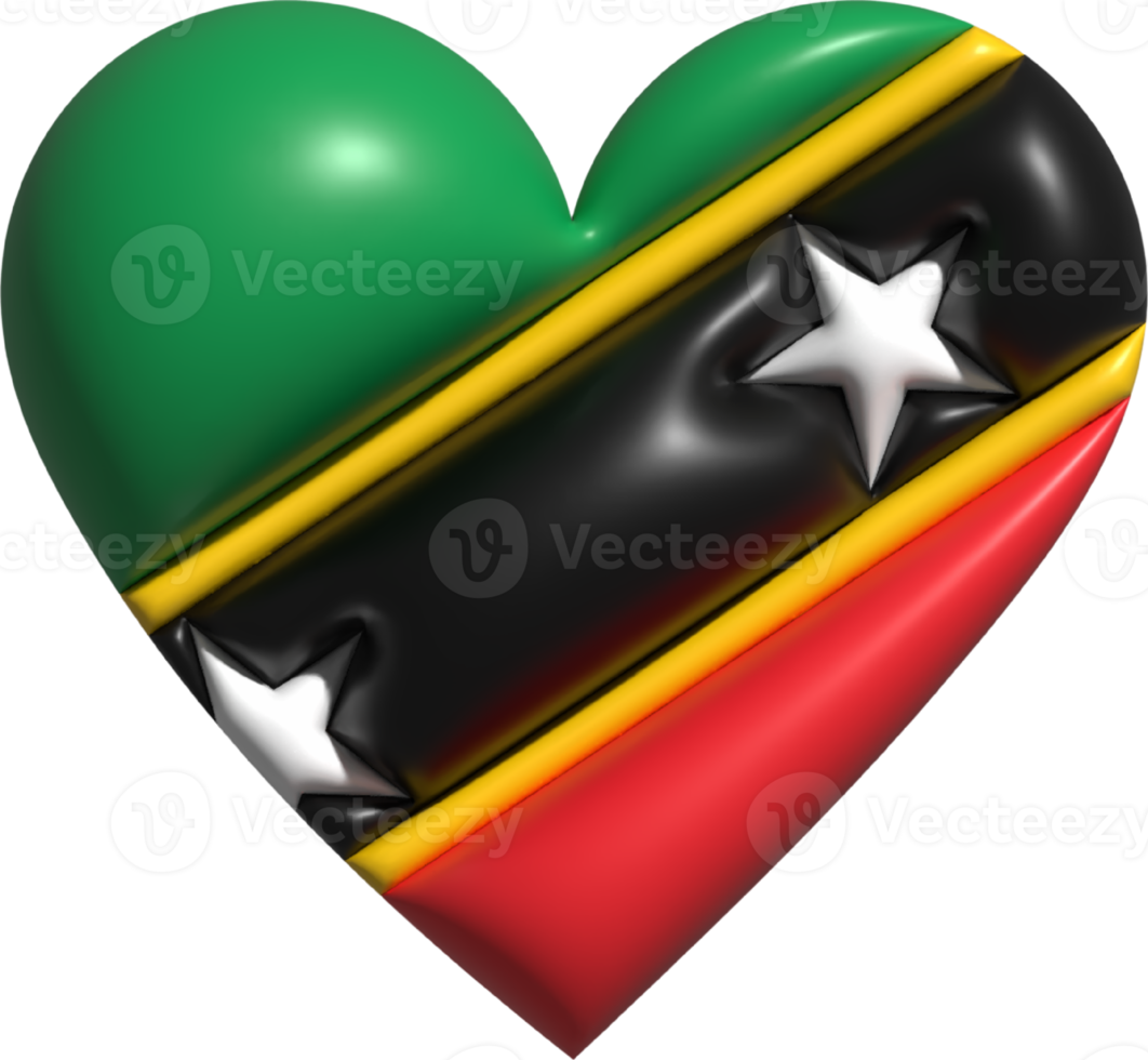 Saint Kitts and Nevis flag heart 3D. png