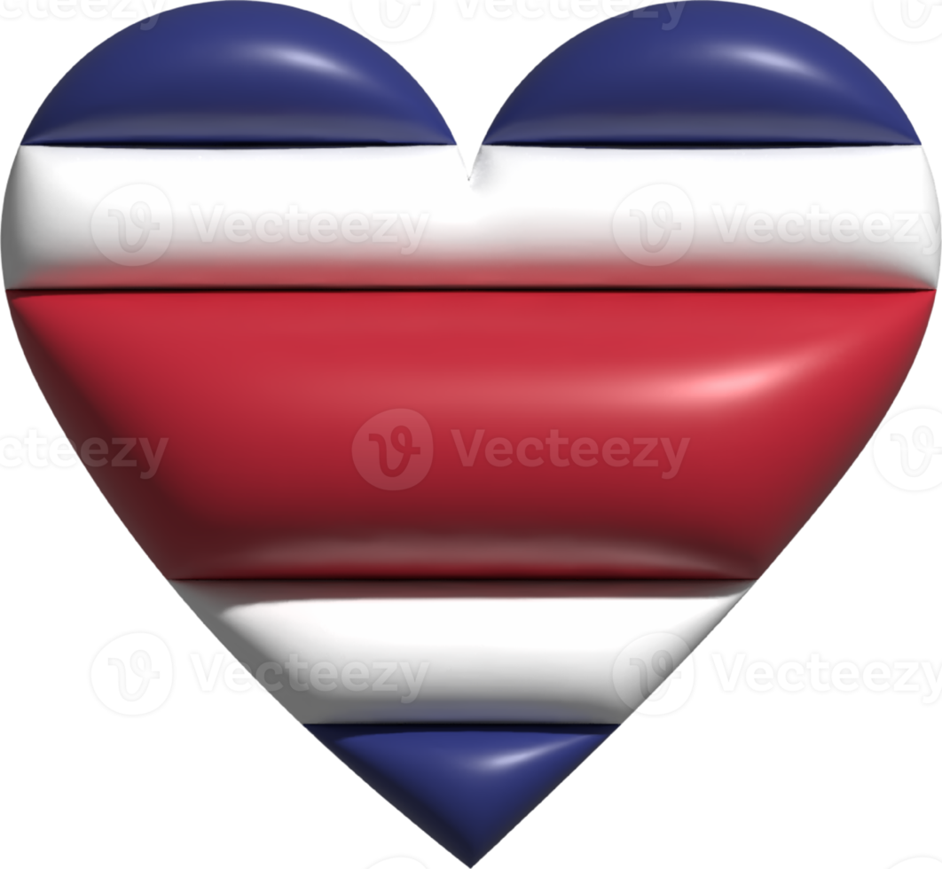 Costa rica flag heart 3D. png