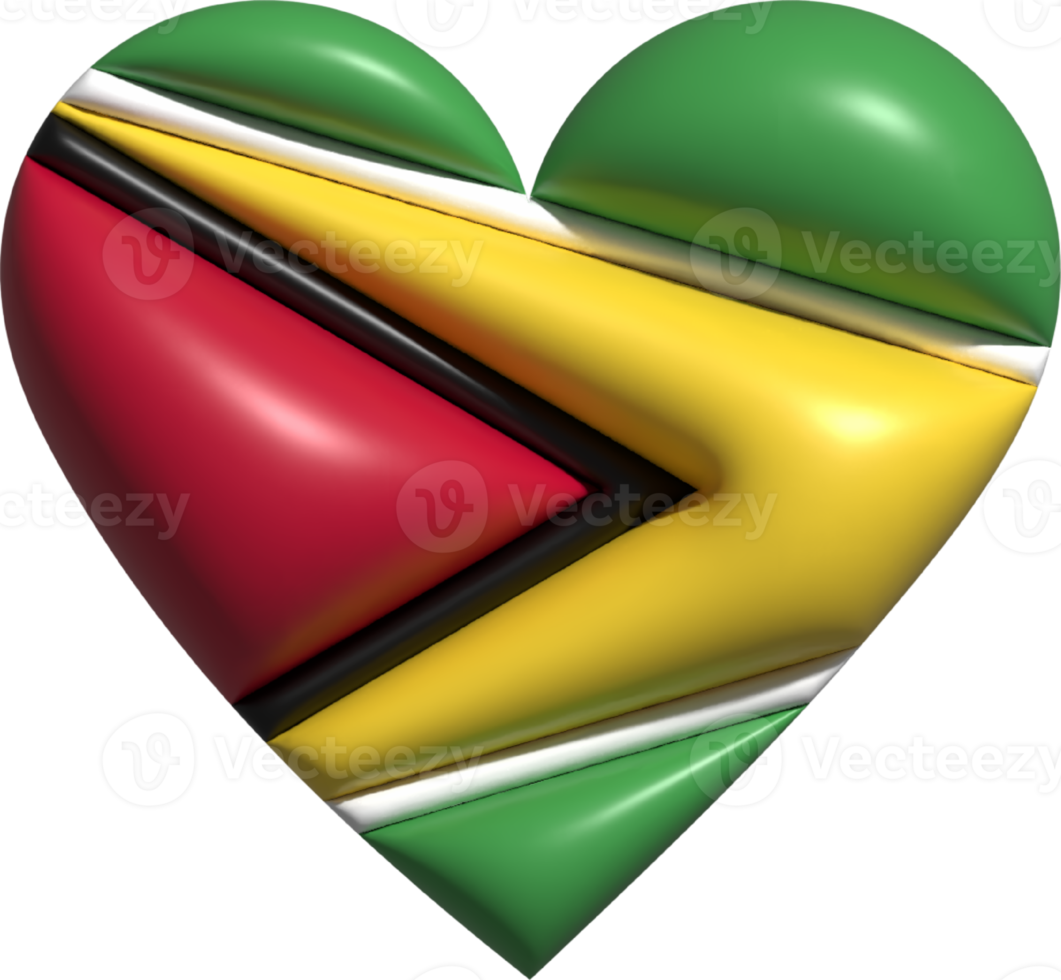guyana flagga hjärta 3d. png