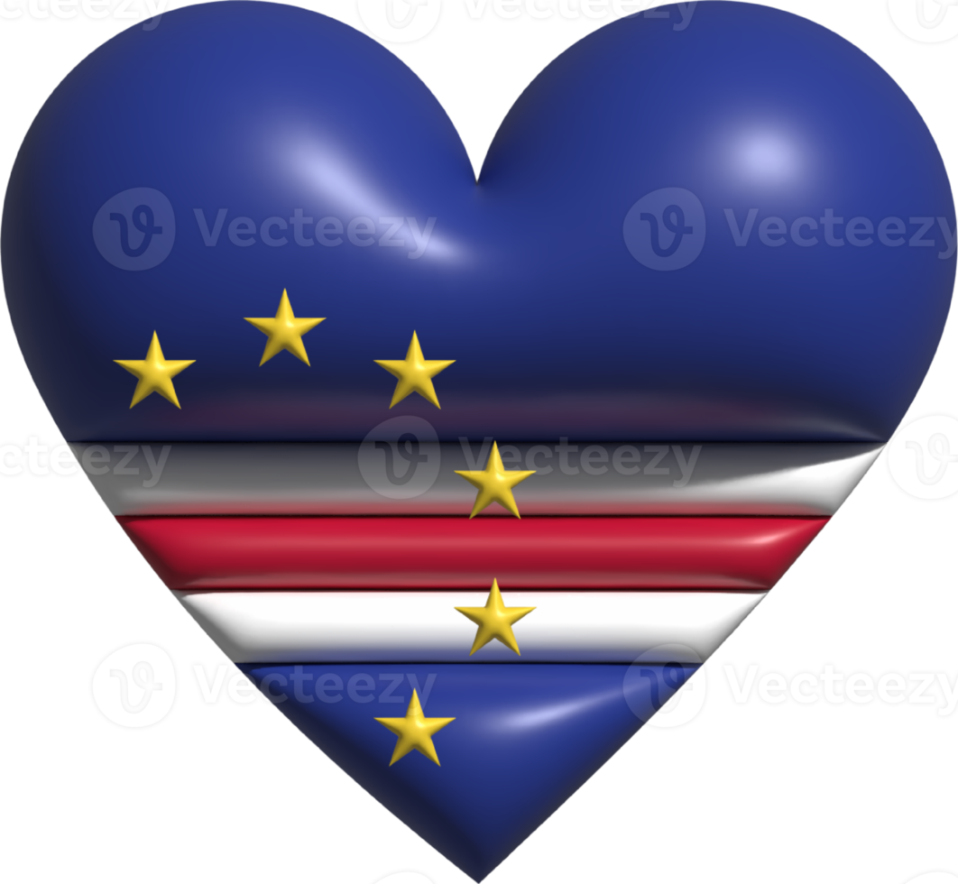 Cape Verde flag heart 3D. png