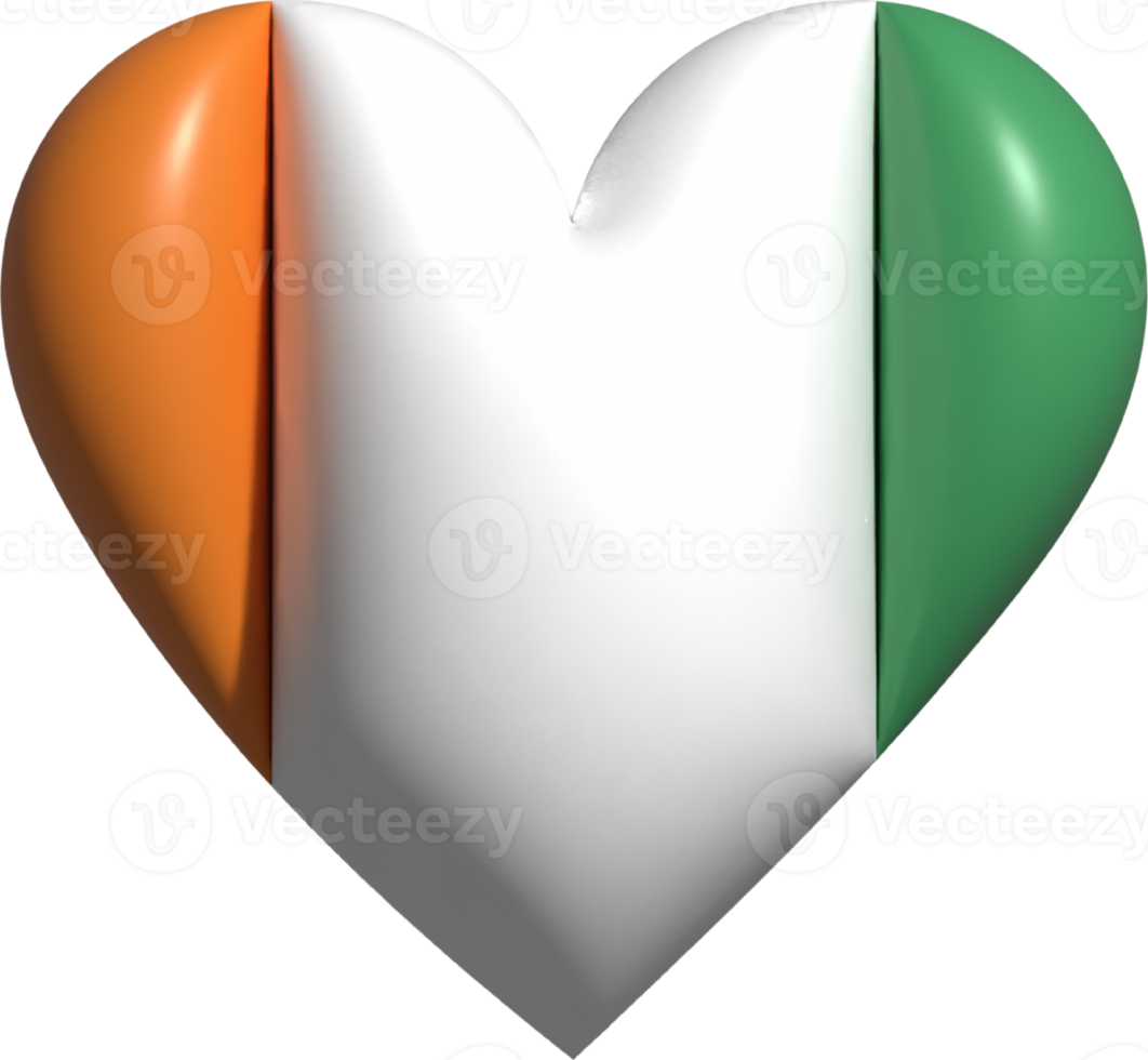 Cote d'Ivoire flag heart 3D. png