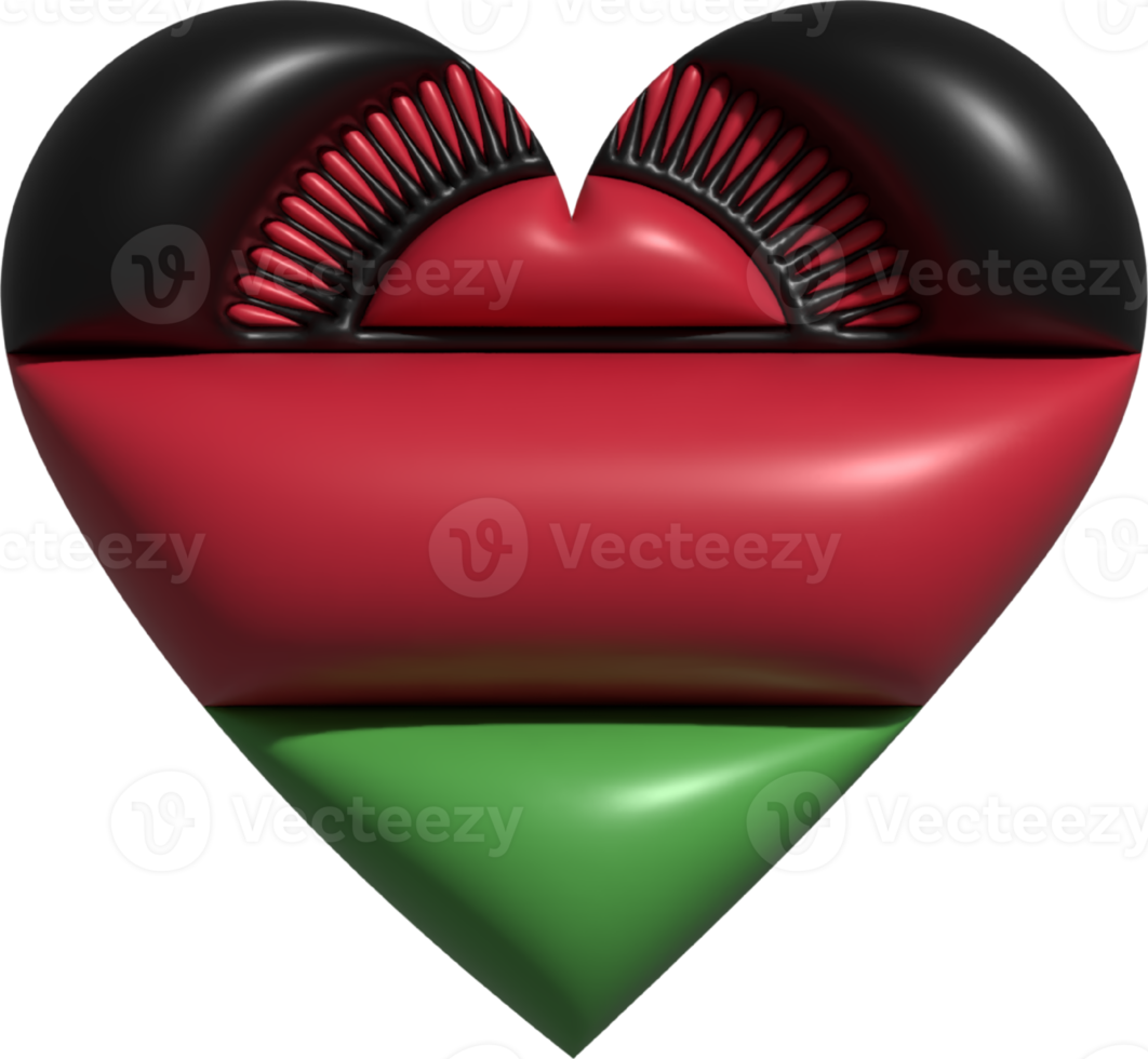 Malawi flag heart 3D. png