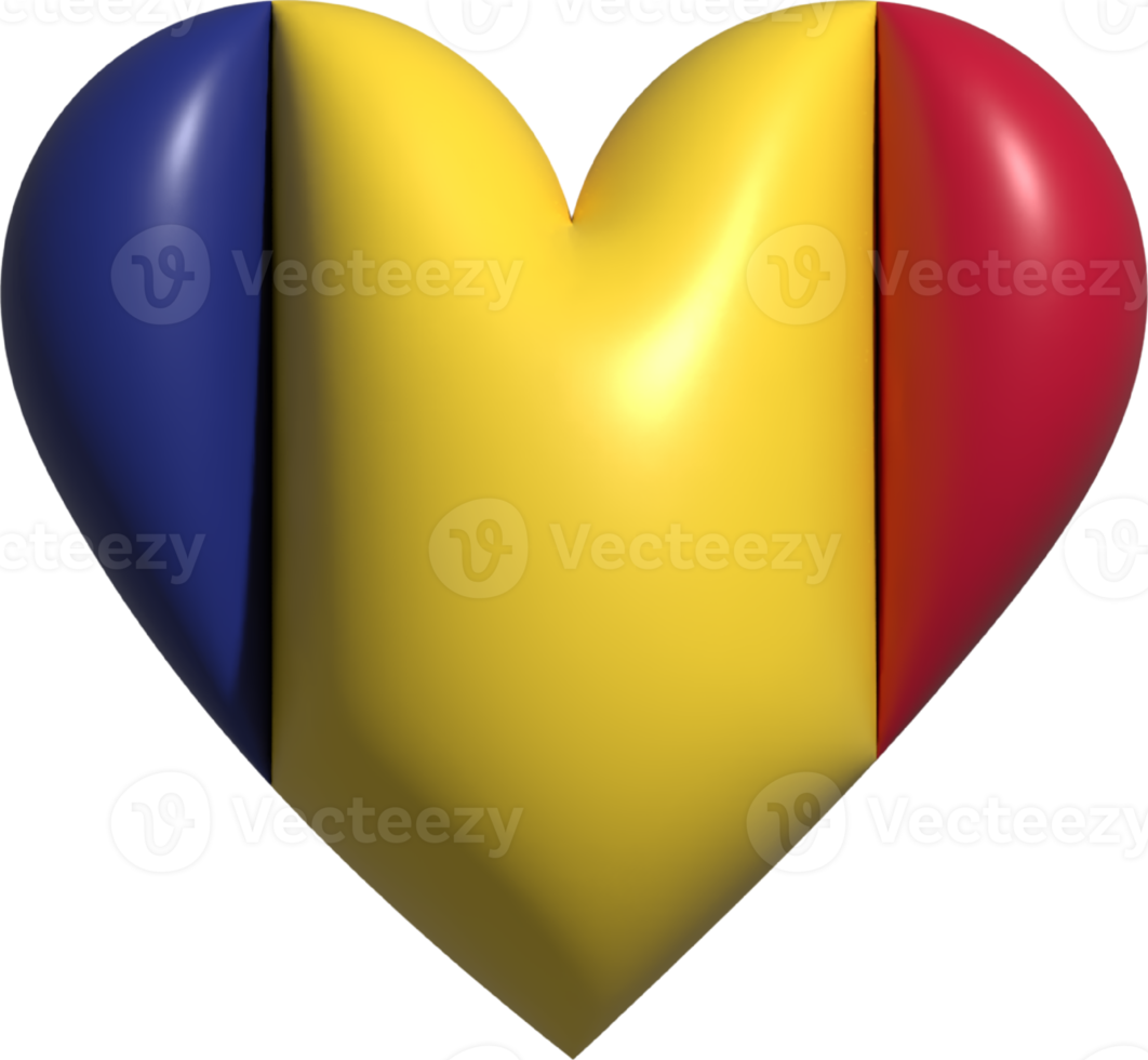 Chad flag heart 3D. png