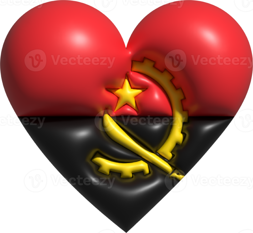 Angola flag heart 3D. png