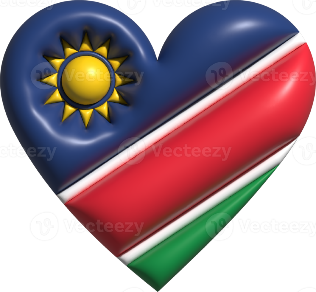 Namibia flag heart 3D. png