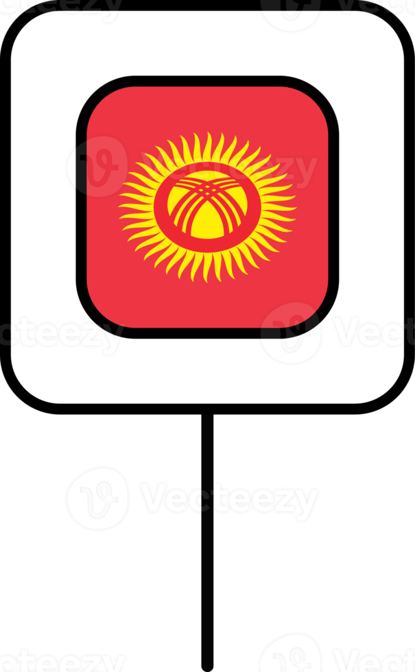 Kyrgyzstan flag square pin icon. png