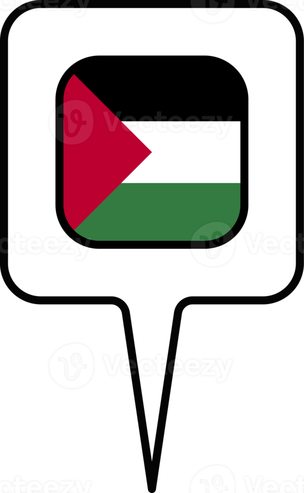 State of Palestine flag Map pointer icon, square design. png