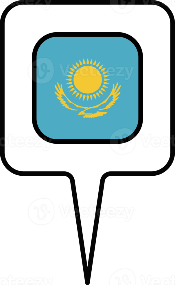Kazakhstan flag Map pointer icon, square design. png