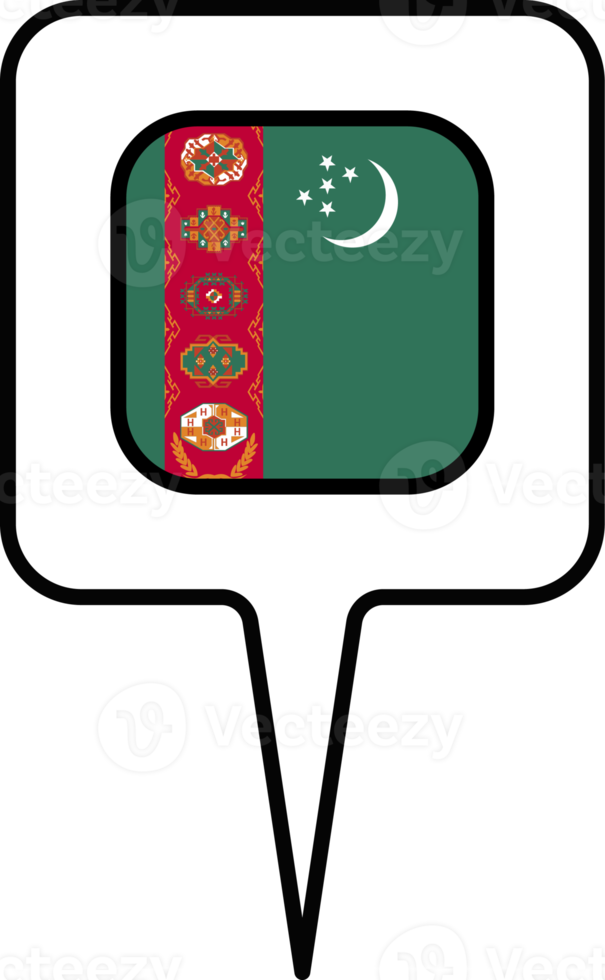 turkmenistan vlag kaart wijzer icoon, plein ontwerp. png