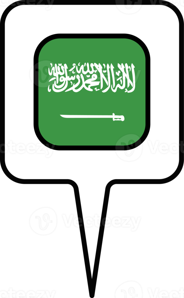Saudi Arabia flag Map pointer icon, square design. png