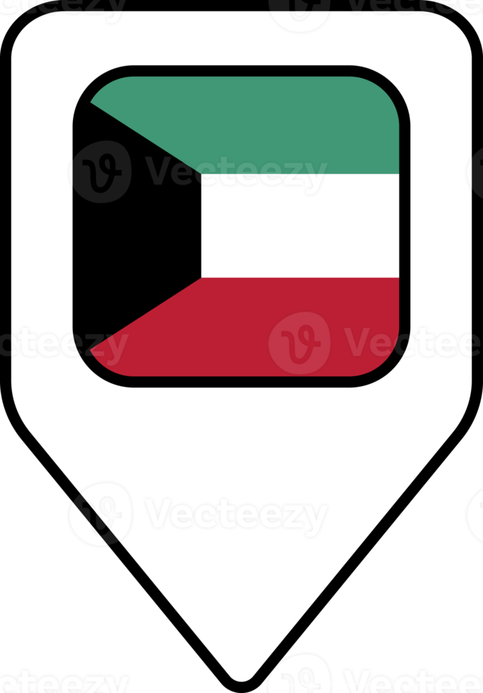 Kuwait bandera mapa alfiler navegación icono, cuadrado diseño. png