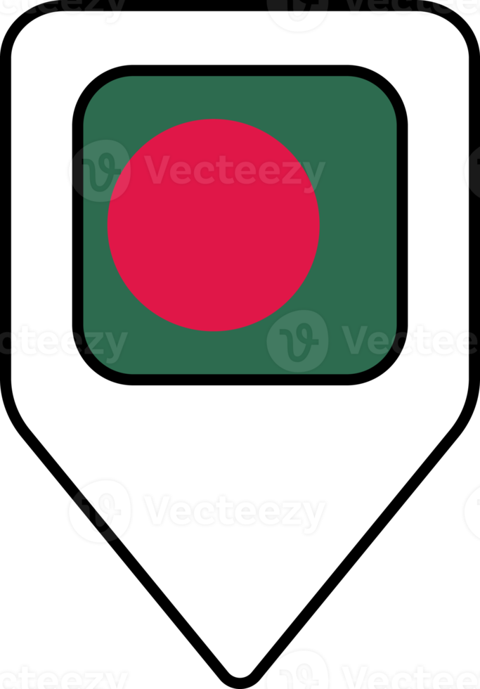 Bangladesh flag map pin navigation icon, square design. png