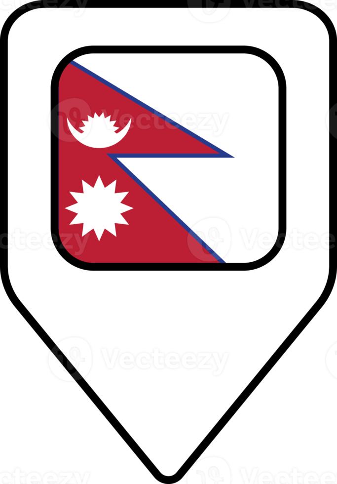 Nepal bandiera carta geografica perno navigazione icona, piazza design. png