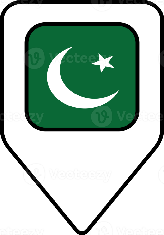 Pakistan flag map pin navigation icon, square design. png