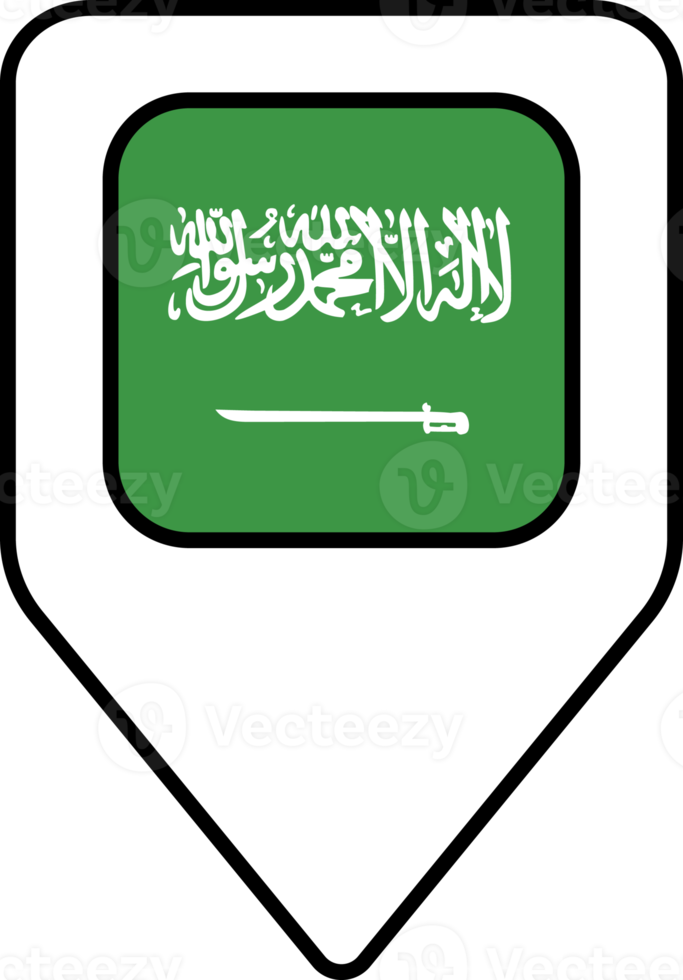 Saudi Arabia flag map pin navigation icon, square design. png