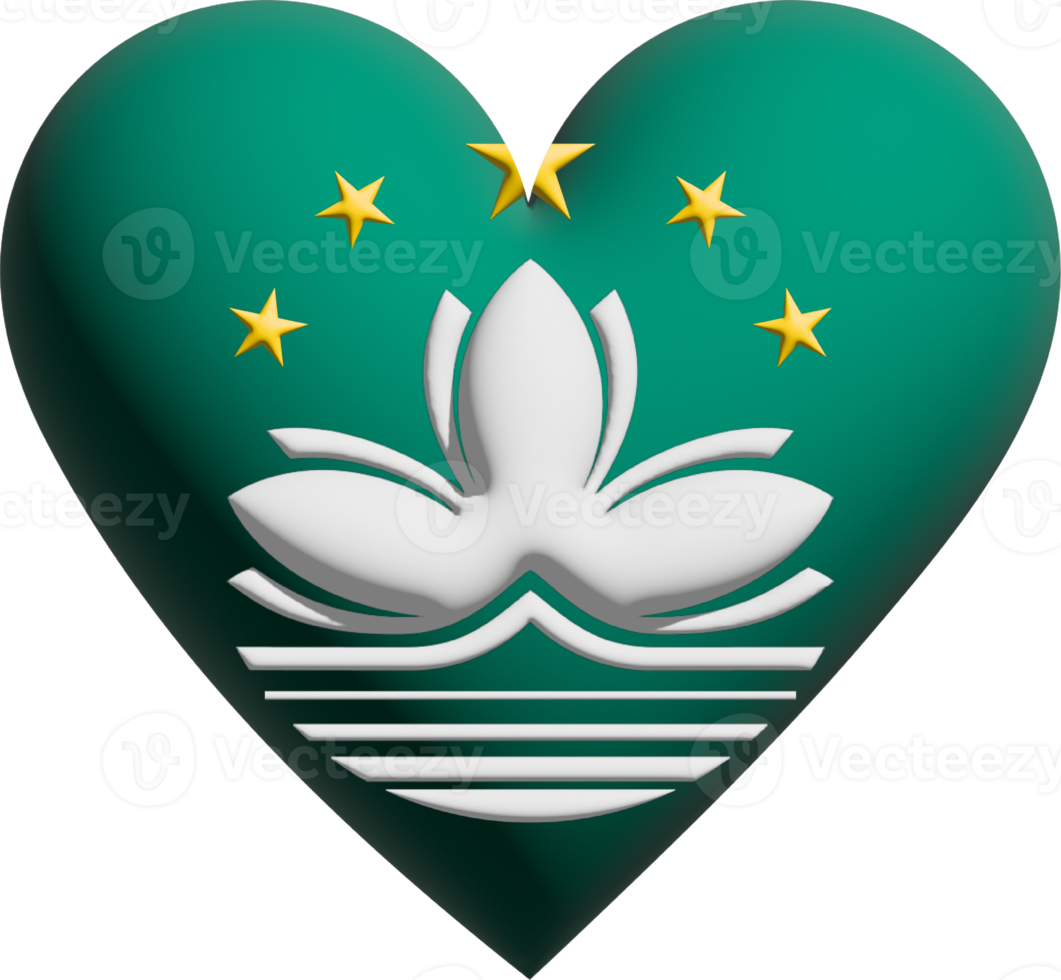 Macau flag heart 3D. png