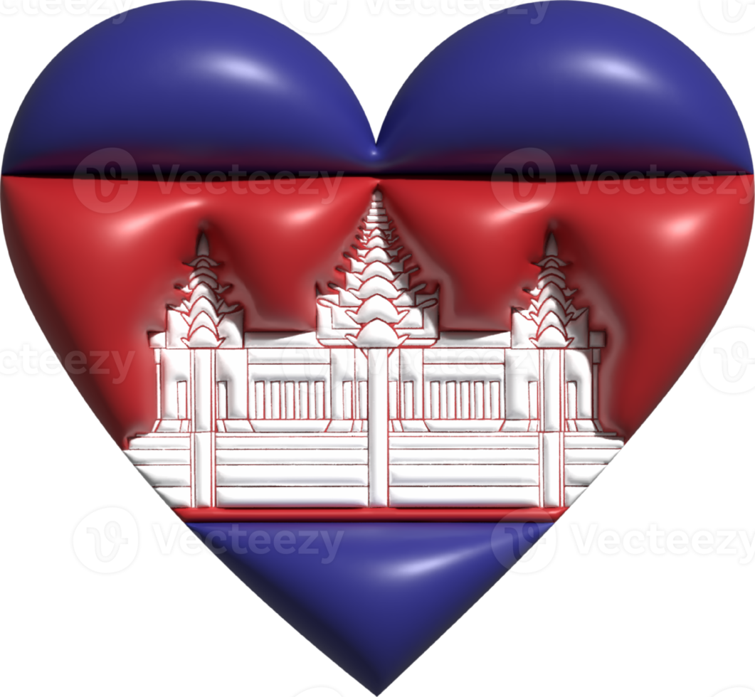 cambodia flagga hjärta 3d. png