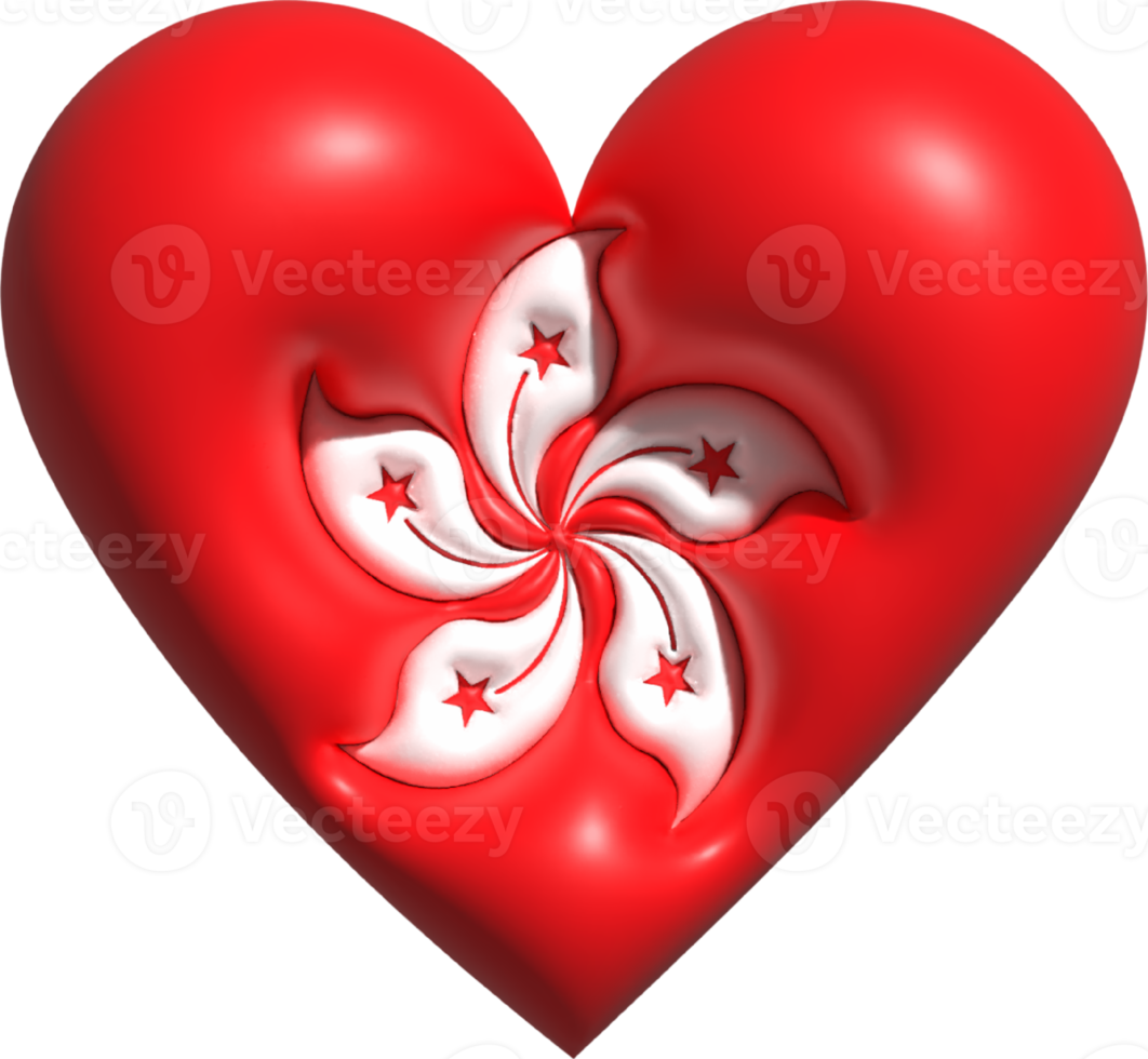 Hong Kong flag heart 3D. png