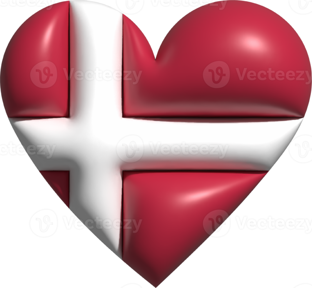 Dinamarca bandera corazón 3d. png