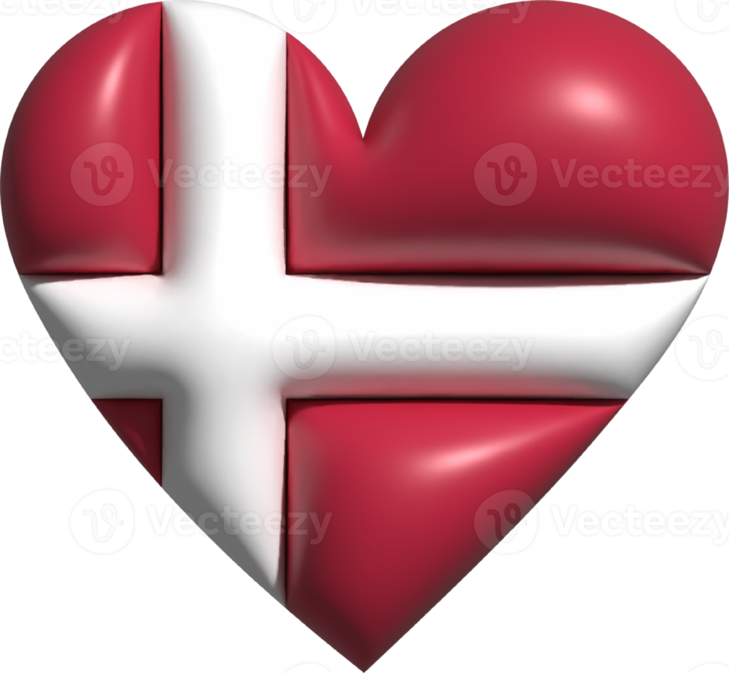 Denmark flag heart 3D. png