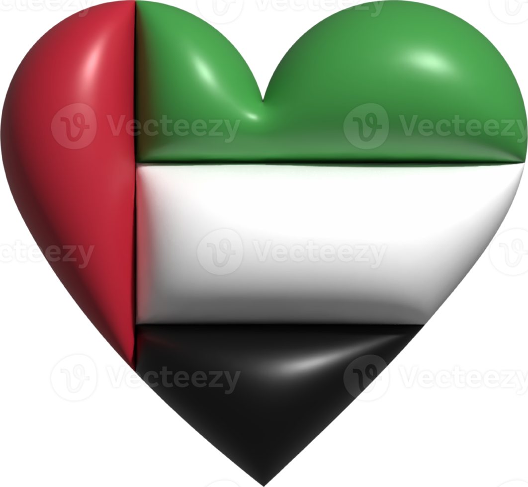 United Arab Emirates flag heart 3D. png