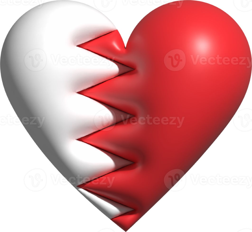 Bahrain flag heart 3D. png